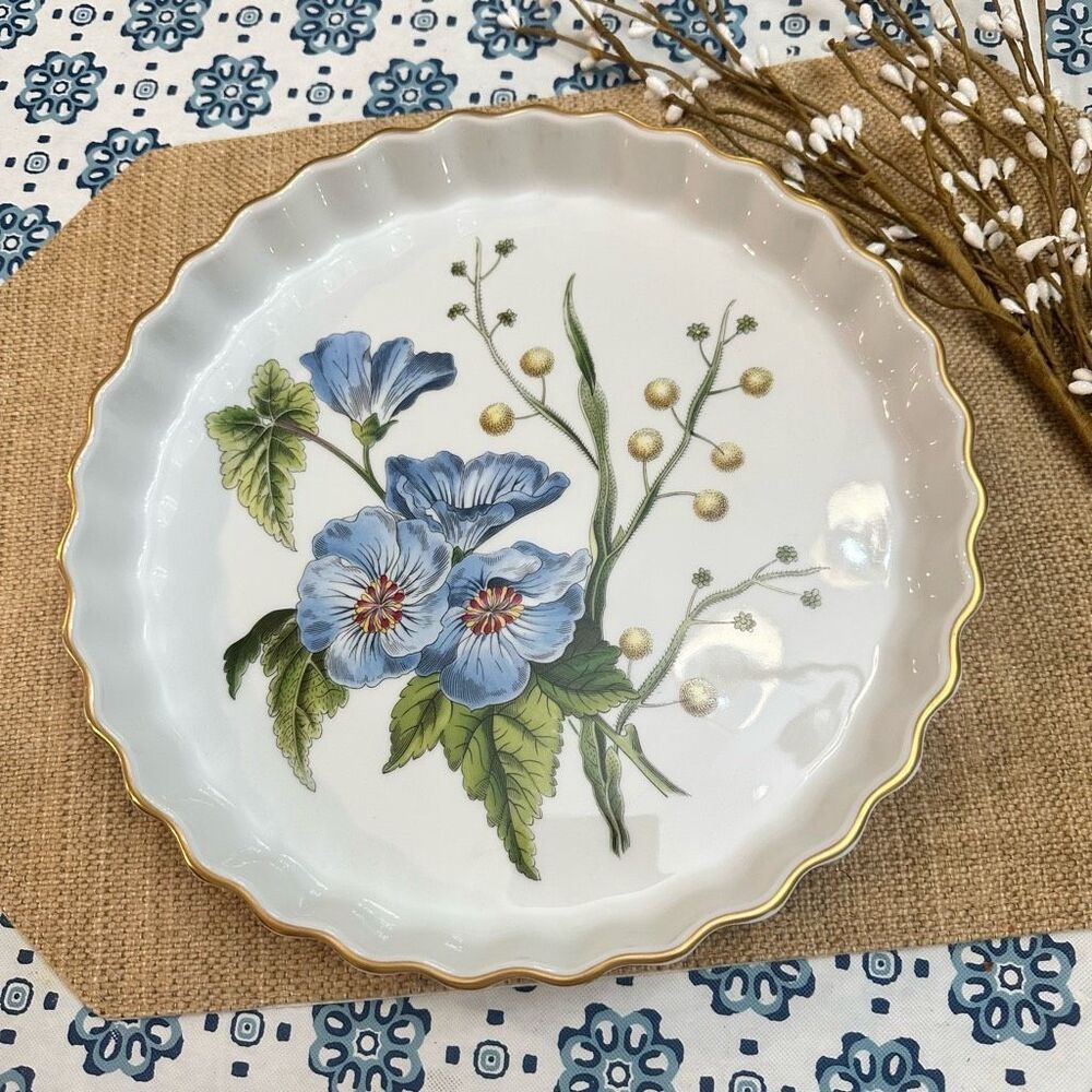 Spode Stafford Flowers Lida & Acacia Flan Tart Quiche Dish‎ 10" Round NEW